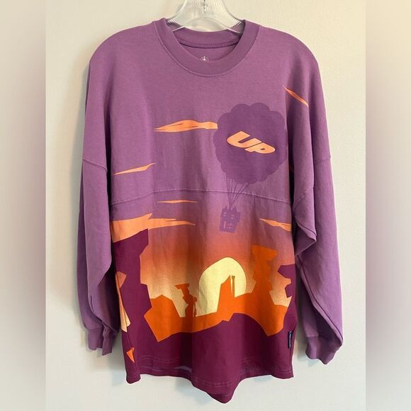 Disney Spirit Jersey UP Paradise Falls Shirt Size XS Purple Long Sleeve - Picture 3 of 6